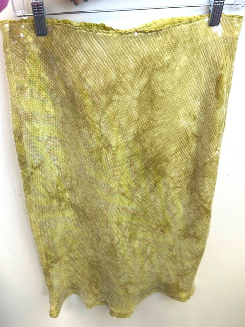 Anthropologie Tilda Sequin Slip Skirt Size M Yellow Gold Midi Skirt Spring - Picture 5 of 11